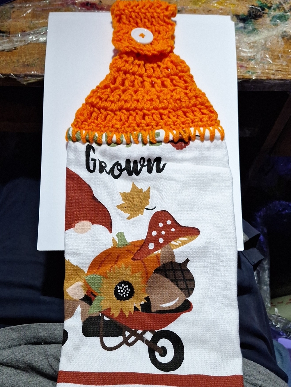 Orange Crochet Top Hanging Kitchen Towel - Kids Accessories